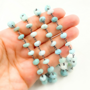 Larimar Oxidized 925 Sterling Silver Wire Chain